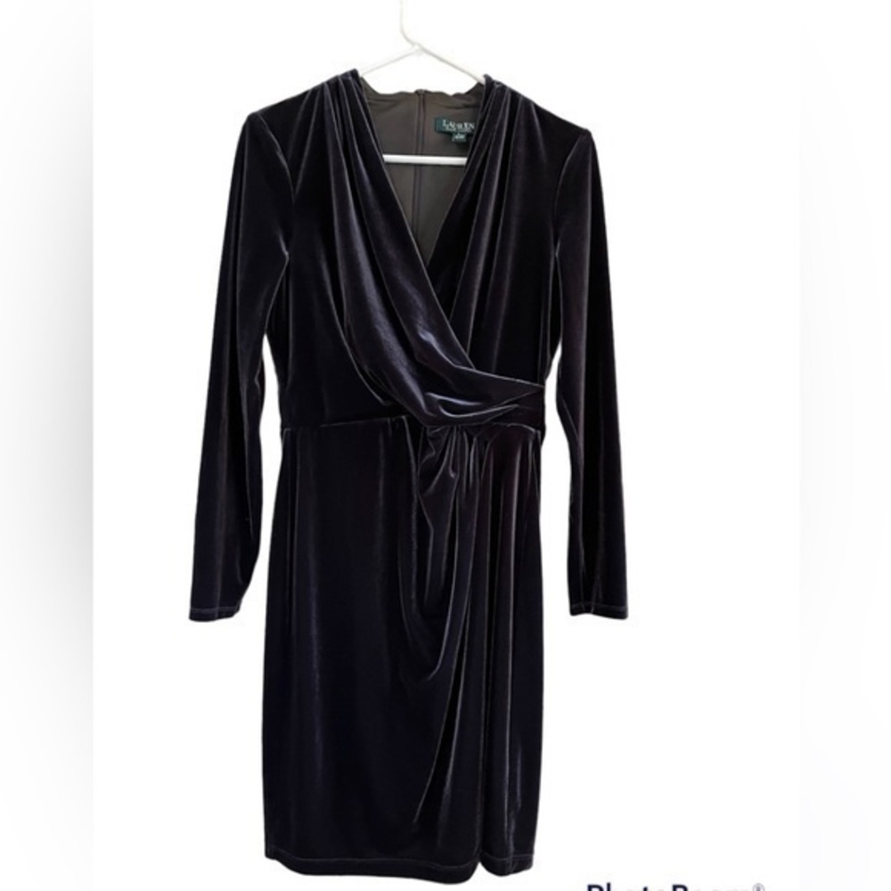 Lauren Ralph Lauren Velvet Surplice Dress Size 8